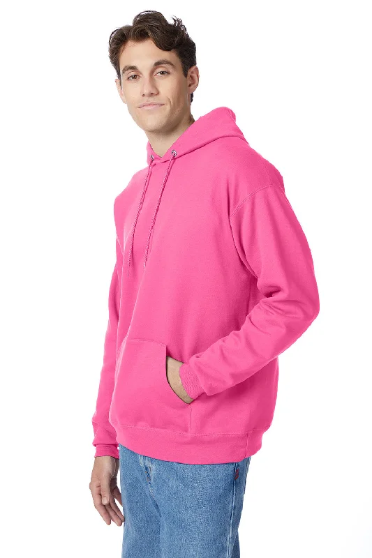 Hanes Mens EcoSmart Print Pro XP Pill Resistant Hooded Sweatshirt Hoodie - Safety Pink