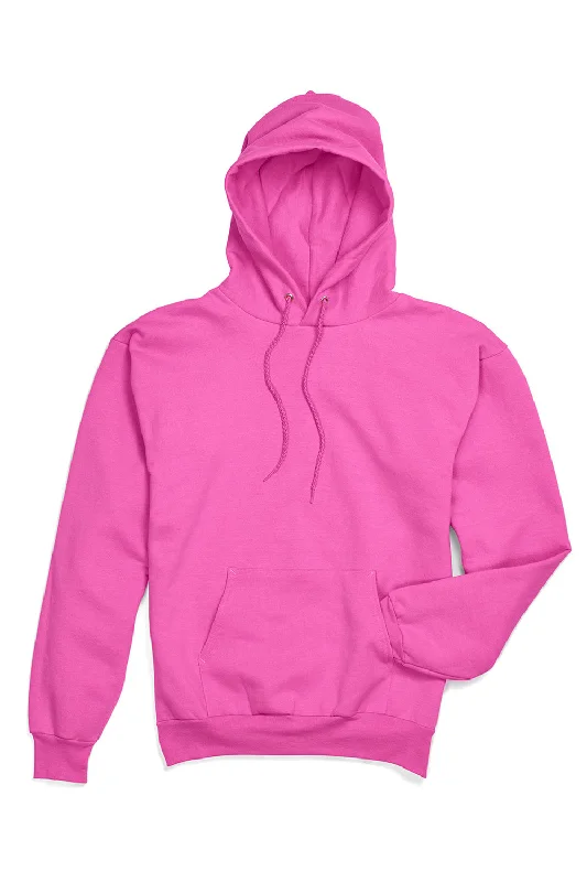 Hanes Mens EcoSmart Print Pro XP Pill Resistant Hooded Sweatshirt Hoodie - Safety Pink