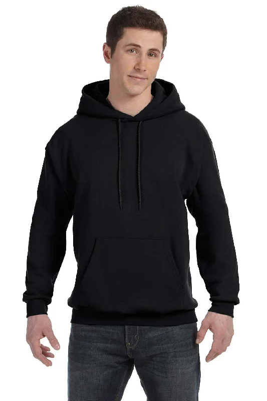 Hanes Mens EcoSmart Print Pro XP Pill Resistant Hooded Sweatshirt Hoodie - Black