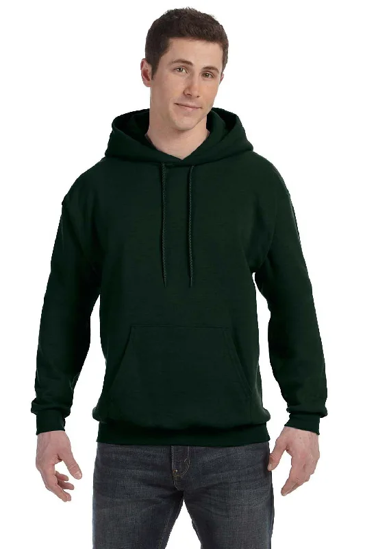 Hanes Mens EcoSmart Print Pro XP Pill Resistant Hooded Sweatshirt Hoodie - Deep Forest Green