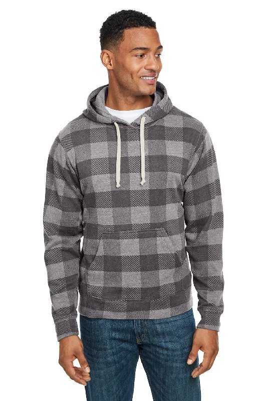 J America Mens Fleece Hooded Sweatshirt Hoodie - Smoke Grey Buffalo