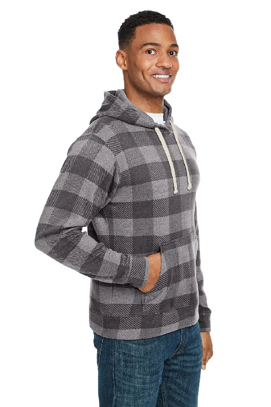 J America Mens Fleece Hooded Sweatshirt Hoodie - Smoke Grey Buffalo