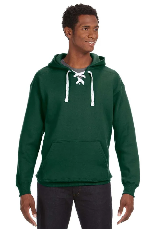 J America Mens Sport Lace Hooded Sweatshirt Hoodie - Forest Green