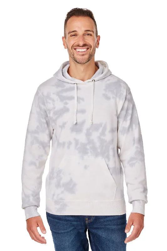 J America Mens Tie-Dye Hooded Sweatshirt Hoodie - Grey