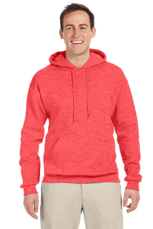 Jerzees Mens NuBlend Pill Resistant Fleece Hooded Sweatshirt Hoodie - Heather Retro Coral