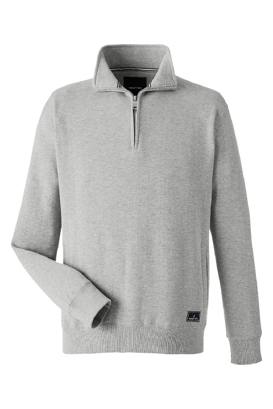 Nautica Mens Anchor 1/4 Zip Sweatshirt - Oxford Grey