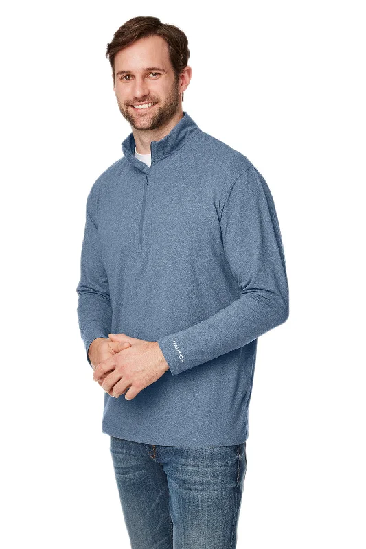 Nautica Mens Saltwater UV Protection 1/4 Zip Sweatshirt - Faded Navy Blue