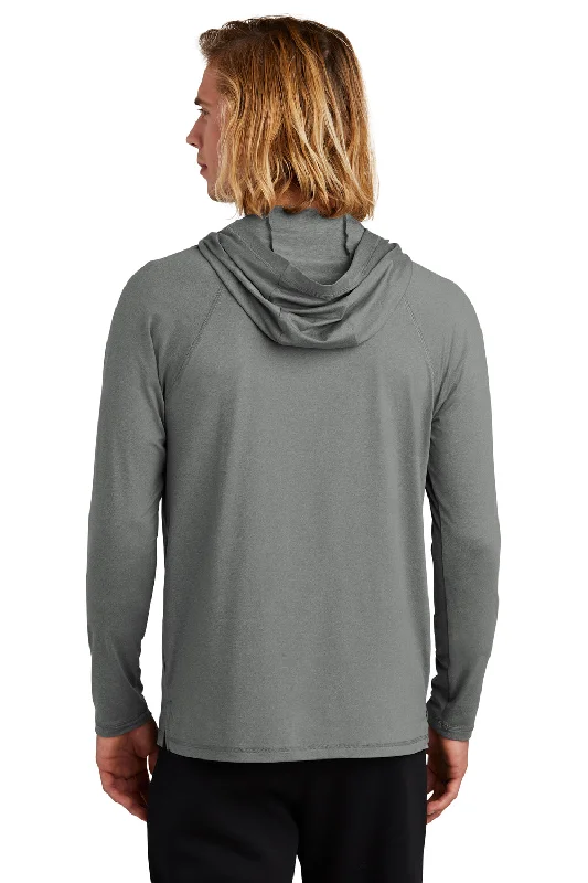 New Era Mens Power Moisture Wicking Long Sleeve Hooded T-Shirt Hoodie - Heather Shadow Grey