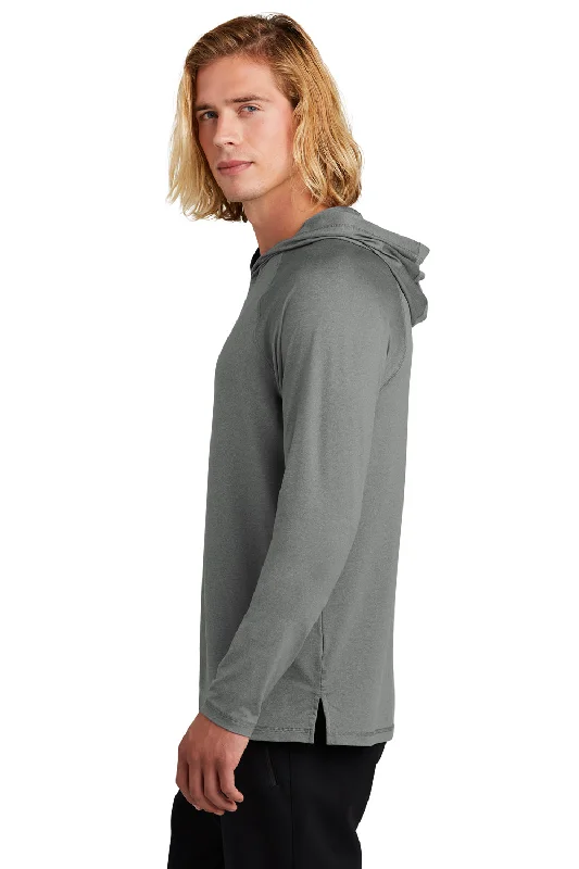 New Era Mens Power Moisture Wicking Long Sleeve Hooded T-Shirt Hoodie - Heather Shadow Grey