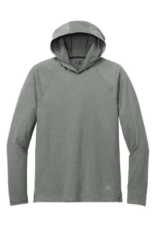 New Era Mens Power Moisture Wicking Long Sleeve Hooded T-Shirt Hoodie - Heather Shadow Grey