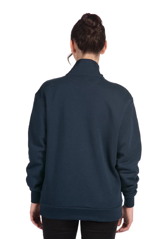 Next Level Mens Fleece 1/4 Zip Sweatshirt - Midnight Navy Blue