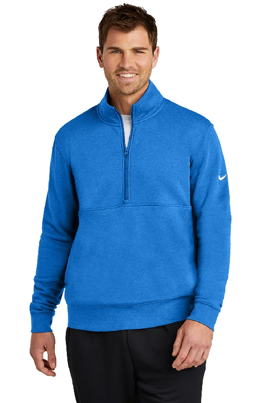 Nike Mens Club Fleece 1/4 Zip Sweatshirt - Heather Light Royal Blue