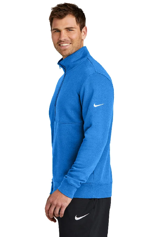 Nike Mens Club Fleece 1/4 Zip Sweatshirt - Heather Light Royal Blue