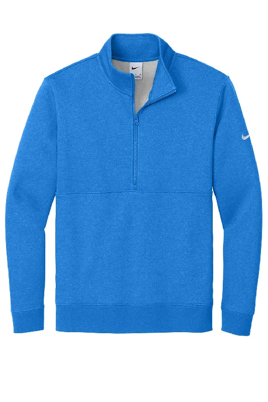 Nike Mens Club Fleece 1/4 Zip Sweatshirt - Heather Light Royal Blue