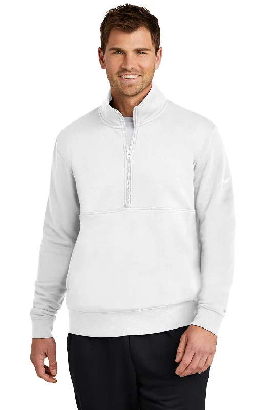 Nike Mens Club Fleece 1/4 Zip Sweatshirt - White