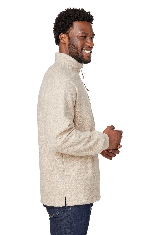 North End Mens Aura Sweater Fleece 1/4 Zip Sweatshirt - Heather Oatmeal/Teak