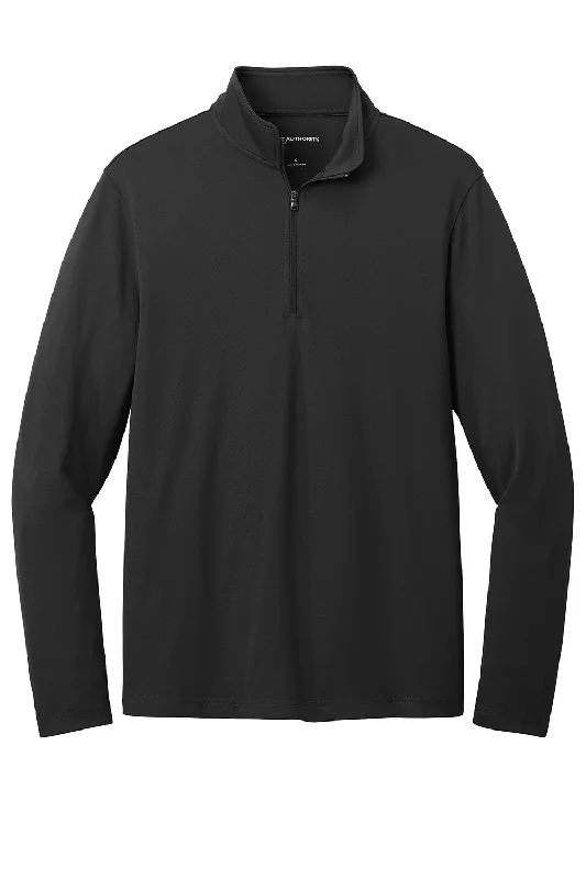 Port Authority Mens Dry Zone Moisture Wicking Micro Mesh 1/4 Zip Sweatshirt - Deep Black