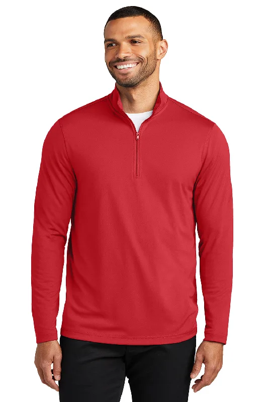 Port Authority Mens Dry Zone Moisture Wicking Micro Mesh 1/4 Zip Sweatshirt - Rich Red