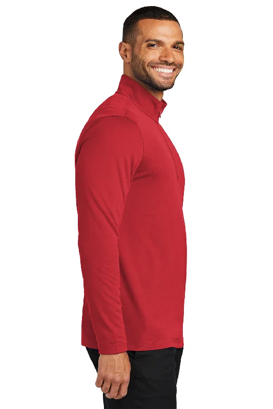 Port Authority Mens Dry Zone Moisture Wicking Micro Mesh 1/4 Zip Sweatshirt - Rich Red