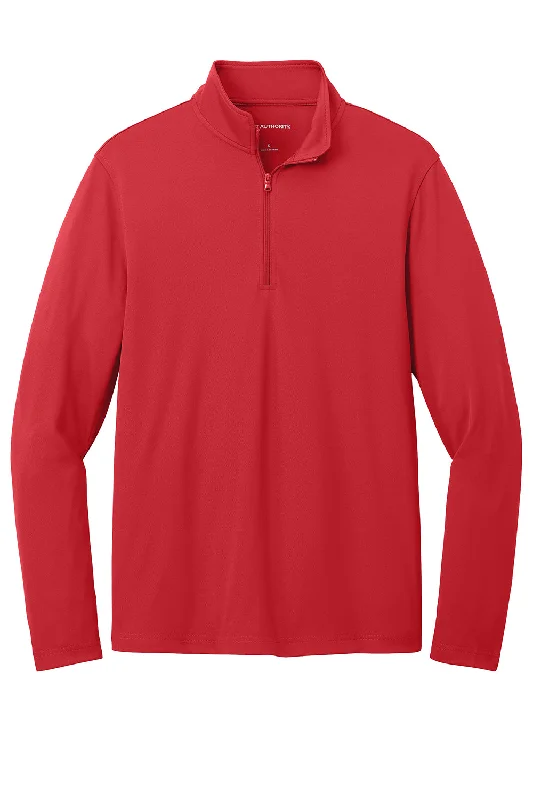 Port Authority Mens Dry Zone Moisture Wicking Micro Mesh 1/4 Zip Sweatshirt - Rich Red