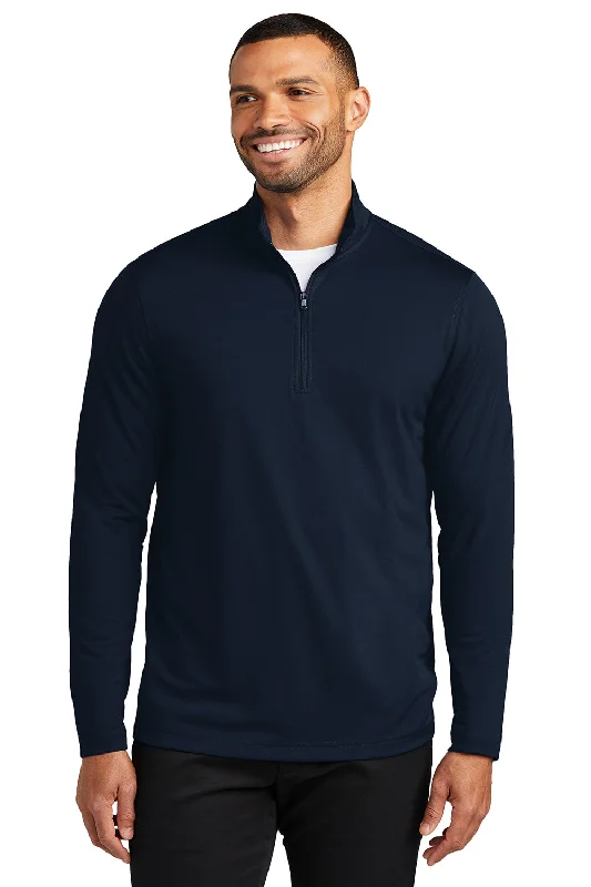 Port Authority Mens Dry Zone Moisture Wicking Micro Mesh 1/4 Zip Sweatshirt - River Navy Blue