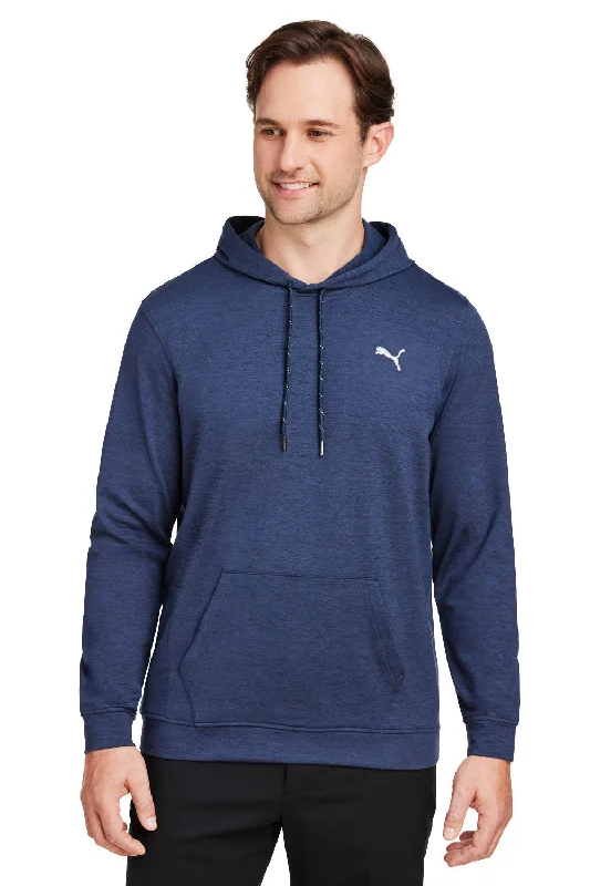 Puma Mens Cloudspun Moisture Wicking Hooded Sweatshirt Hoodie - Heather Navy Blue