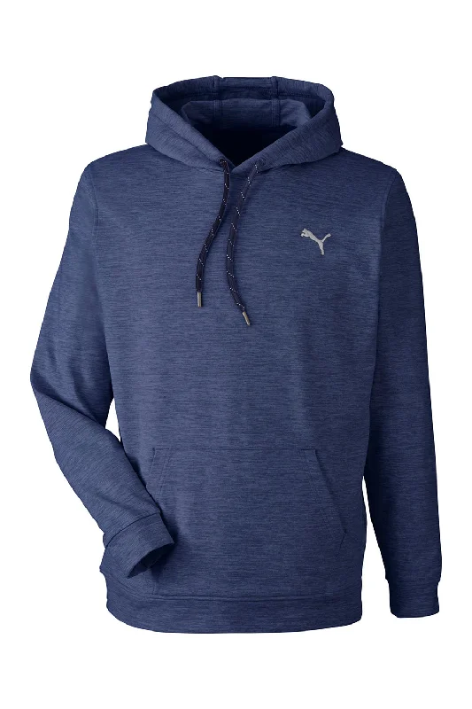 Puma Mens Cloudspun Moisture Wicking Hooded Sweatshirt Hoodie - Heather Navy Blue