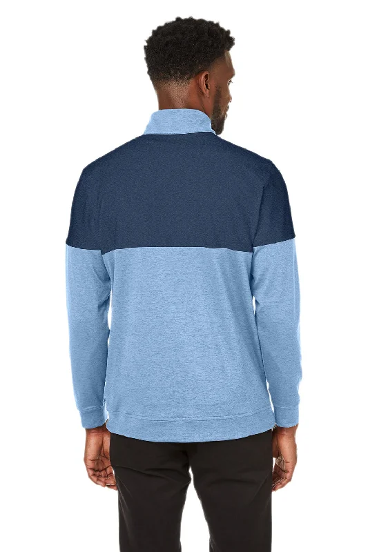 Puma Mens Cloudspun Moisture Wicking Warm Up 1/4 Zip Sweatshirt - Bell Blue/Dark Denim Blue