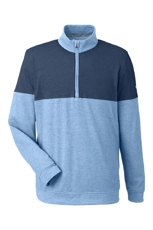 Puma Mens Cloudspun Moisture Wicking Warm Up 1/4 Zip Sweatshirt - Bell Blue/Dark Denim Blue