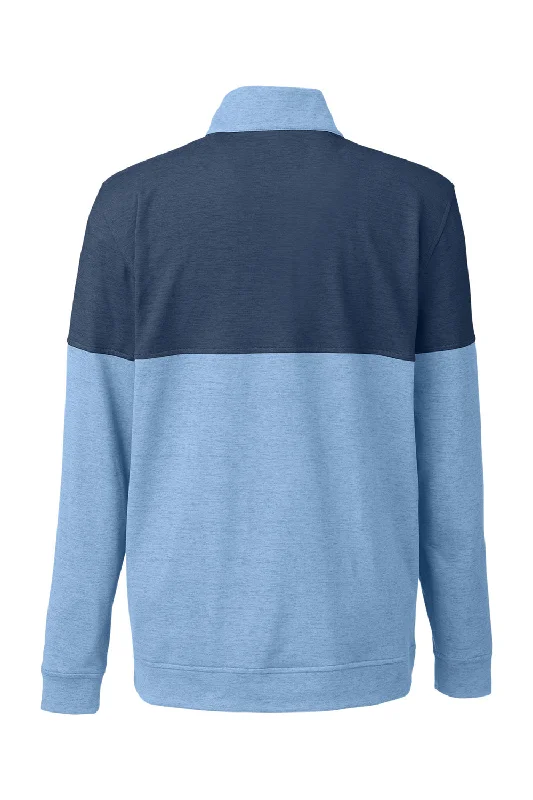 Puma Mens Cloudspun Moisture Wicking Warm Up 1/4 Zip Sweatshirt - Bell Blue/Dark Denim Blue