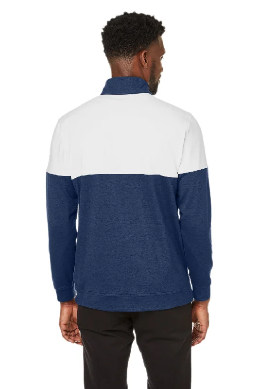 Puma Mens Cloudspun Moisture Wicking Warm Up 1/4 Zip Sweatshirt - Peacoat Blue/White