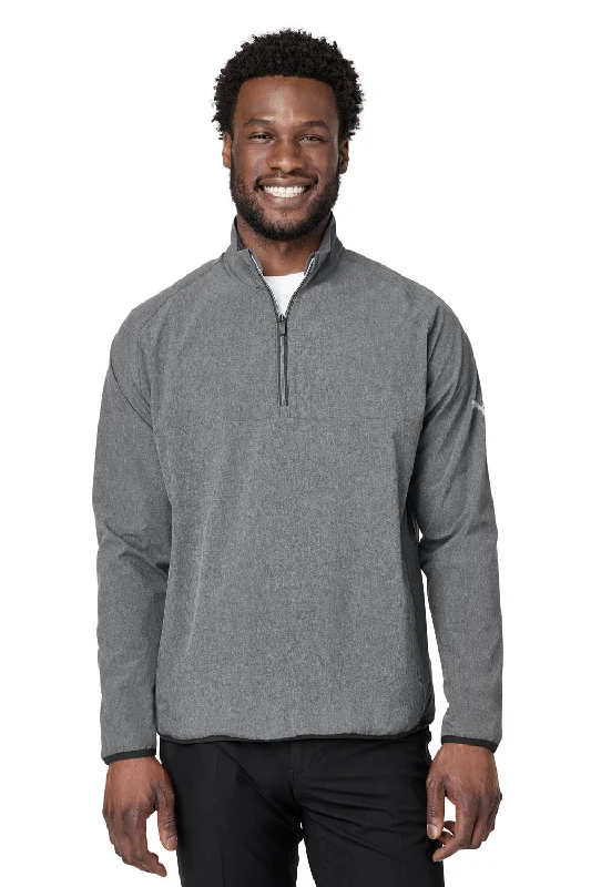 Puma Mens Coastal Woven Moisture Wicking 1/4 Zip Sweatshirt - Heather Black