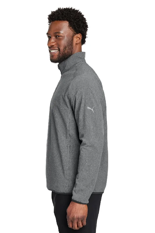 Puma Mens Coastal Woven Moisture Wicking 1/4 Zip Sweatshirt - Heather Black