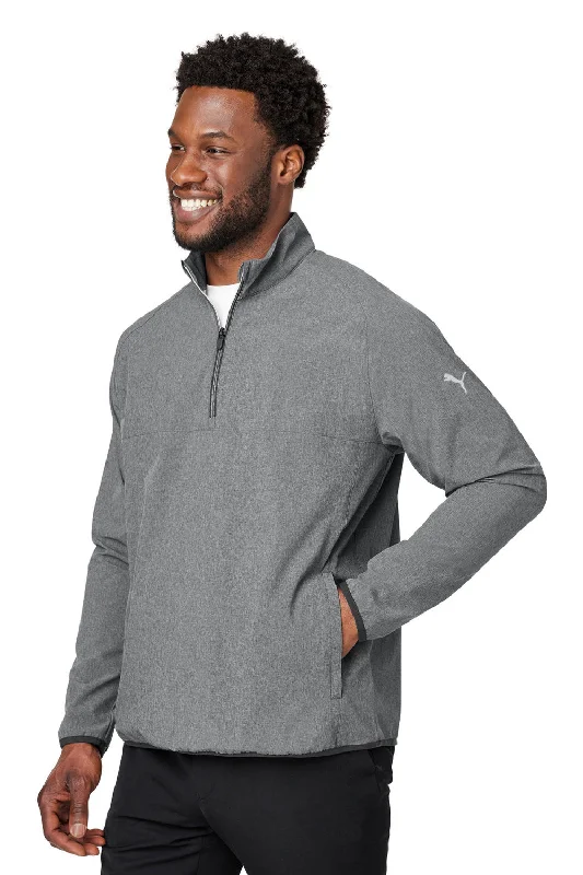 Puma Mens Coastal Woven Moisture Wicking 1/4 Zip Sweatshirt - Heather Black