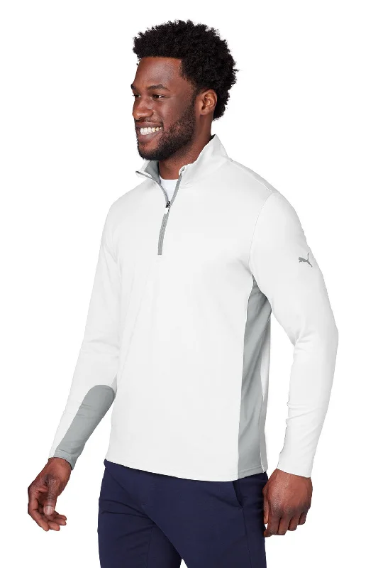 Puma Mens Gamer Moisture Wicking 1/4 Zip Sweatshirt - Bright White