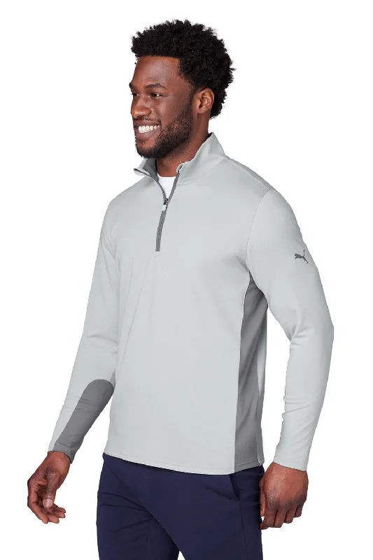 Puma Mens Gamer Moisture Wicking 1/4 Zip Sweatshirt - High Rise Grey