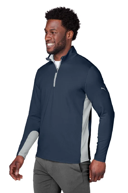 Puma Mens Gamer Moisture Wicking 1/4 Zip Sweatshirt - Navy Blue