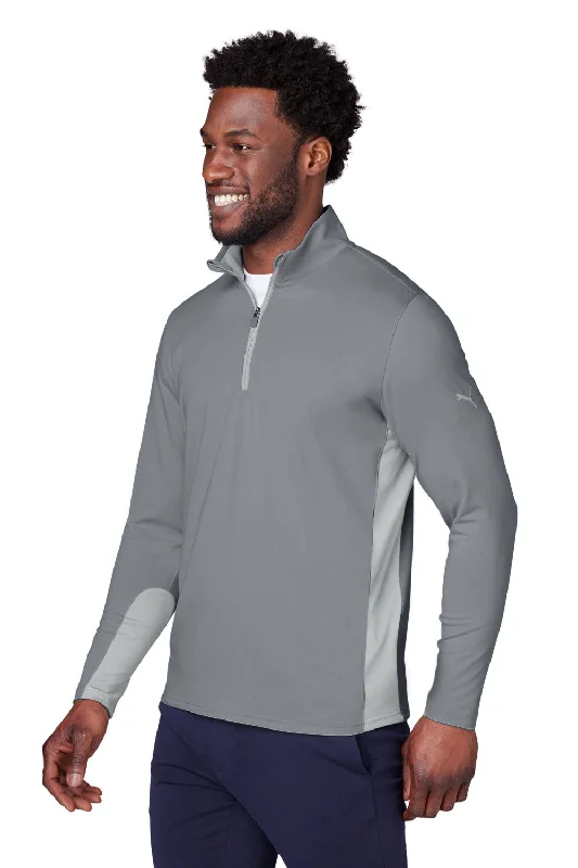 Puma Mens Gamer Moisture Wicking 1/4 Zip Sweatshirt - Quiet Shade Grey