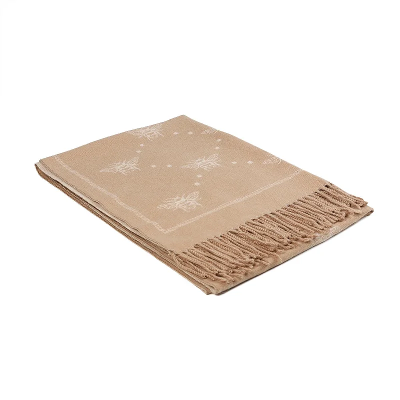 Scarf With Tassels Bee Light Beige