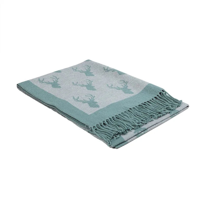 Scarf With Tassels Stag Green