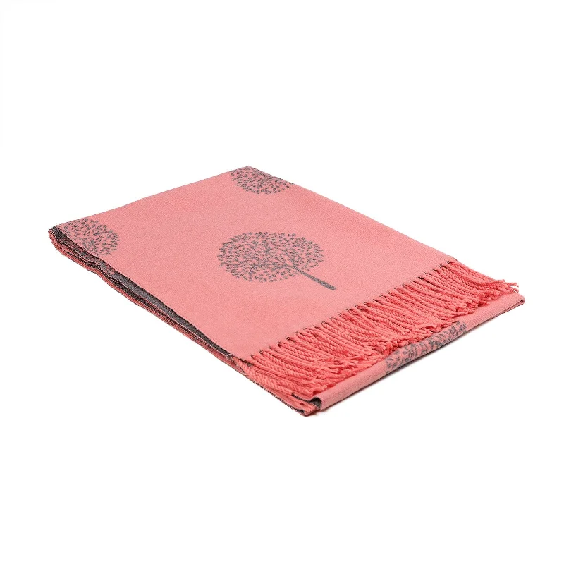 Scarf With Tassels Tree Of Life Pink