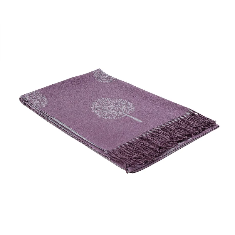 Scarf With Tassels Tree Of Life Purple