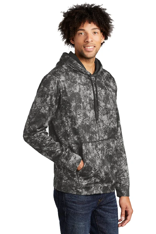 Sport-Tek Mens Sport-Wick Mineral Freeze Moisture Wicking Fleece Hooded Sweatshirt Hoodie - Black