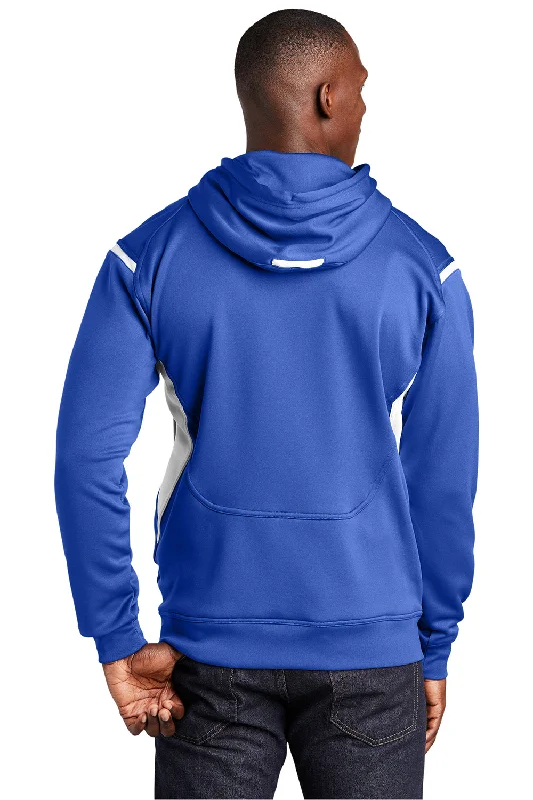 Sport-Tek Mens Tech Moisture Wicking Fleece Hooded Sweatshirt Hoodie - True Royal Blue/White