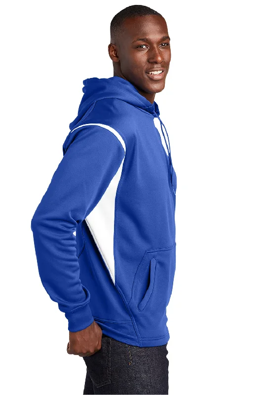 Sport-Tek Mens Tech Moisture Wicking Fleece Hooded Sweatshirt Hoodie - True Royal Blue/White