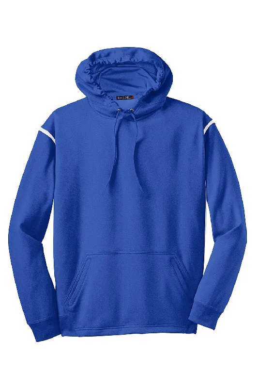 Sport-Tek Mens Tech Moisture Wicking Fleece Hooded Sweatshirt Hoodie - True Royal Blue/White