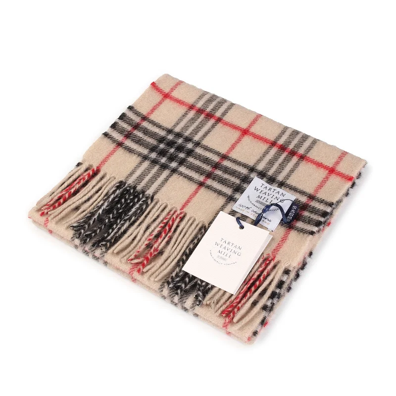 Tartan Weaving Mill 100% Cashmere Scarf  Thomson Camel