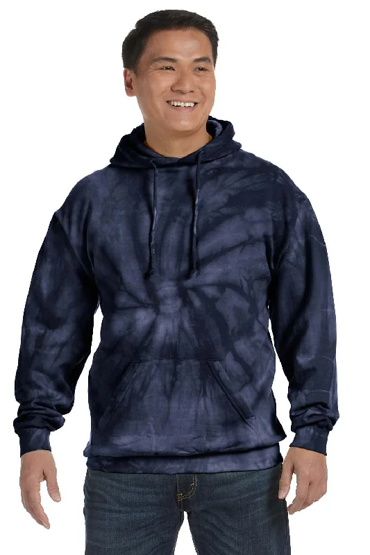 Tie-Dye Mens Hooded Sweatshirt Hoodie - Navy Blue