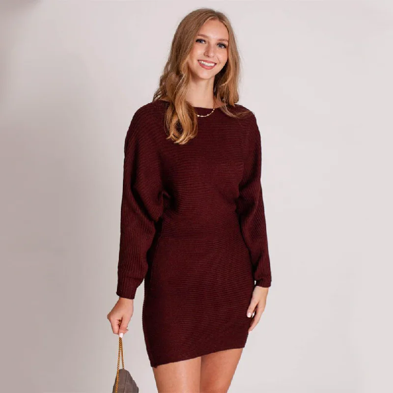 Dolman Sweater Dress (Oxblood)