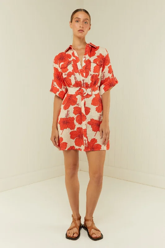 Palm Noosa Camelia Dress - Red Hibiscus